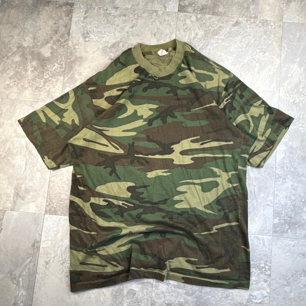 Vintage Green Signal Camo Print Short Sleeve T Shirt XL